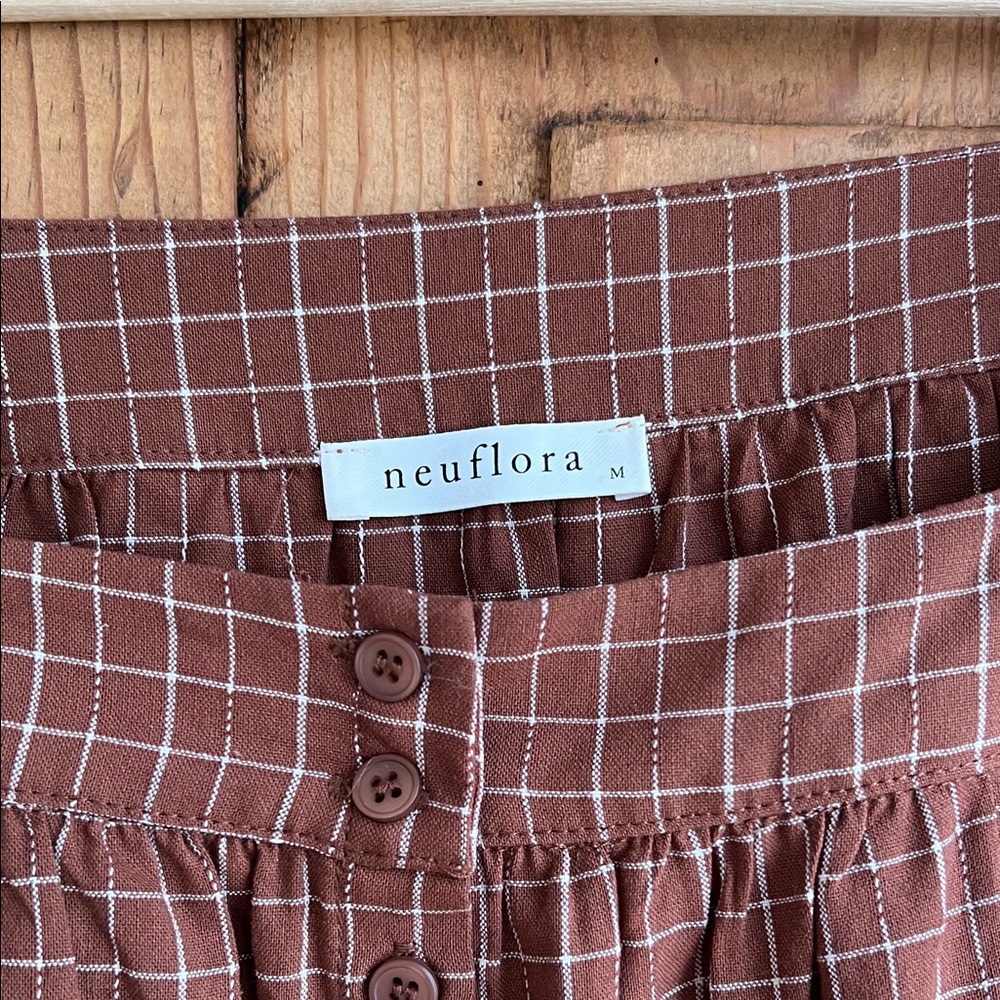 Neuflora | Elegant Red Brown Windowpane Blouse - Picture 4 of 5
